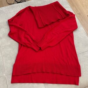 LOFT Red Cowl Neck Sweater